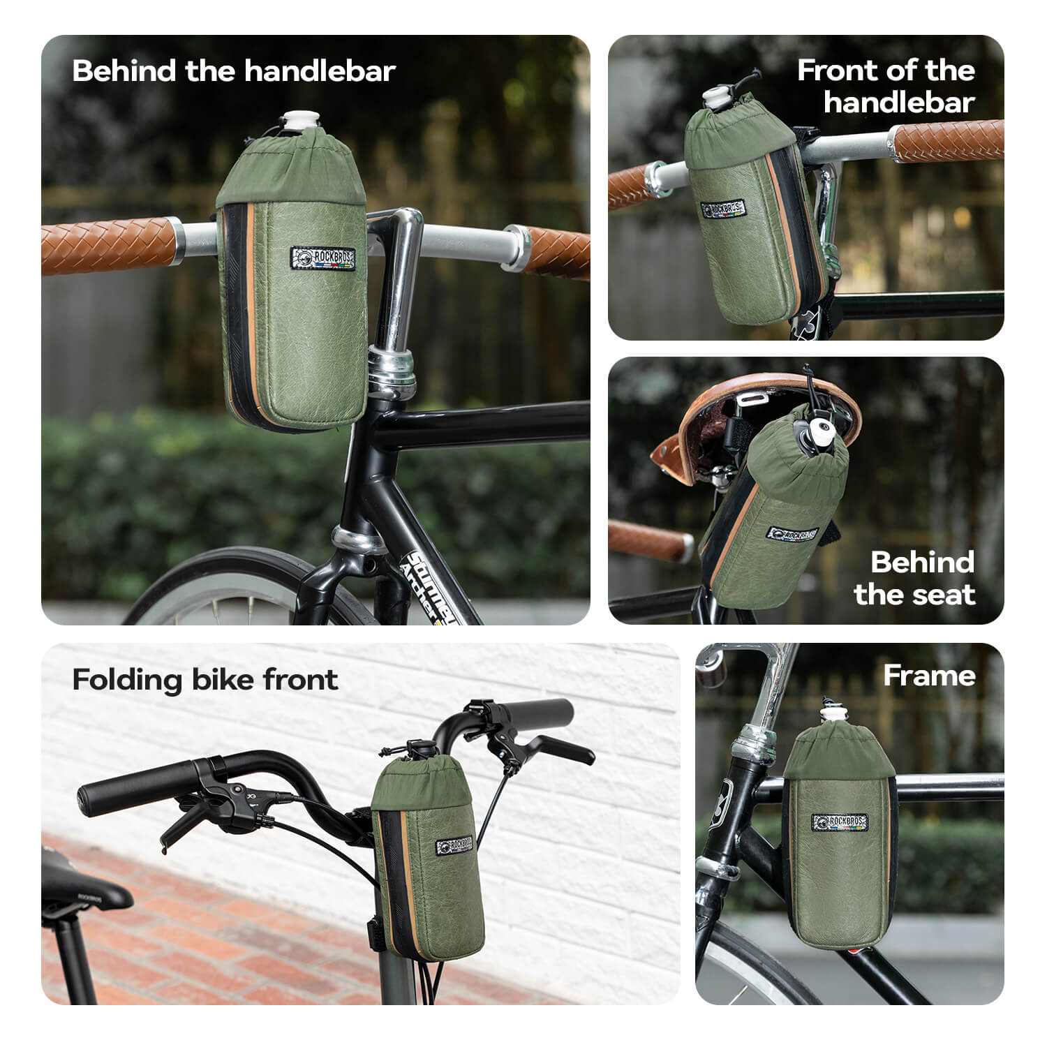 ROAD TO SKY bike water bottle bag mounted on handlebar, lightweight and secure for cycling