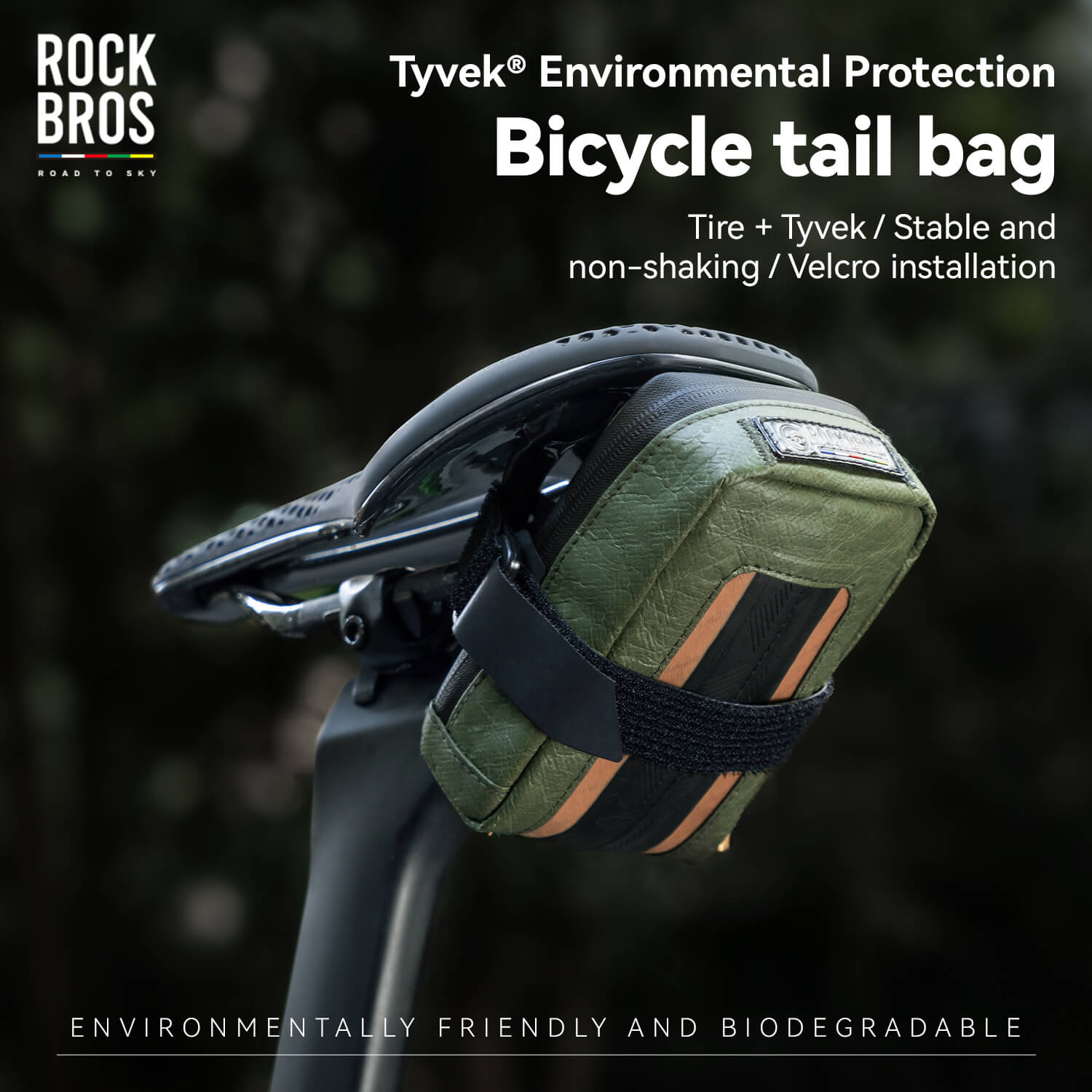 ROAD TO SKY Tyvek® Recycled Tire Mini Bike Saddle Bag - 0.4L