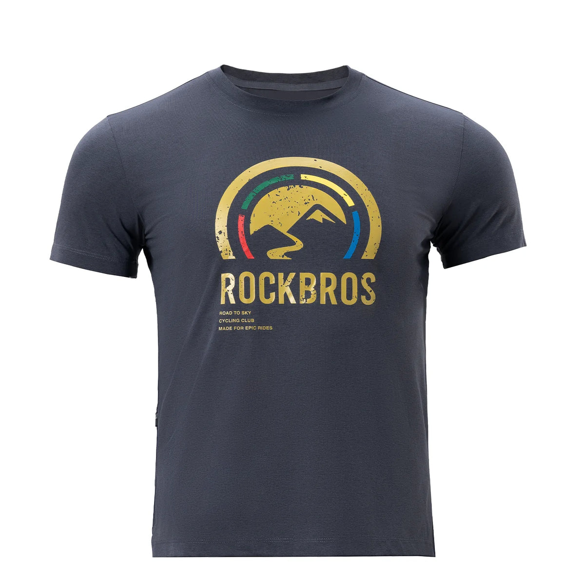 ROAD TO SKY unisex cooling quick-dry cycling T-shirt with side pocket and front logo print.
#Color_Gray