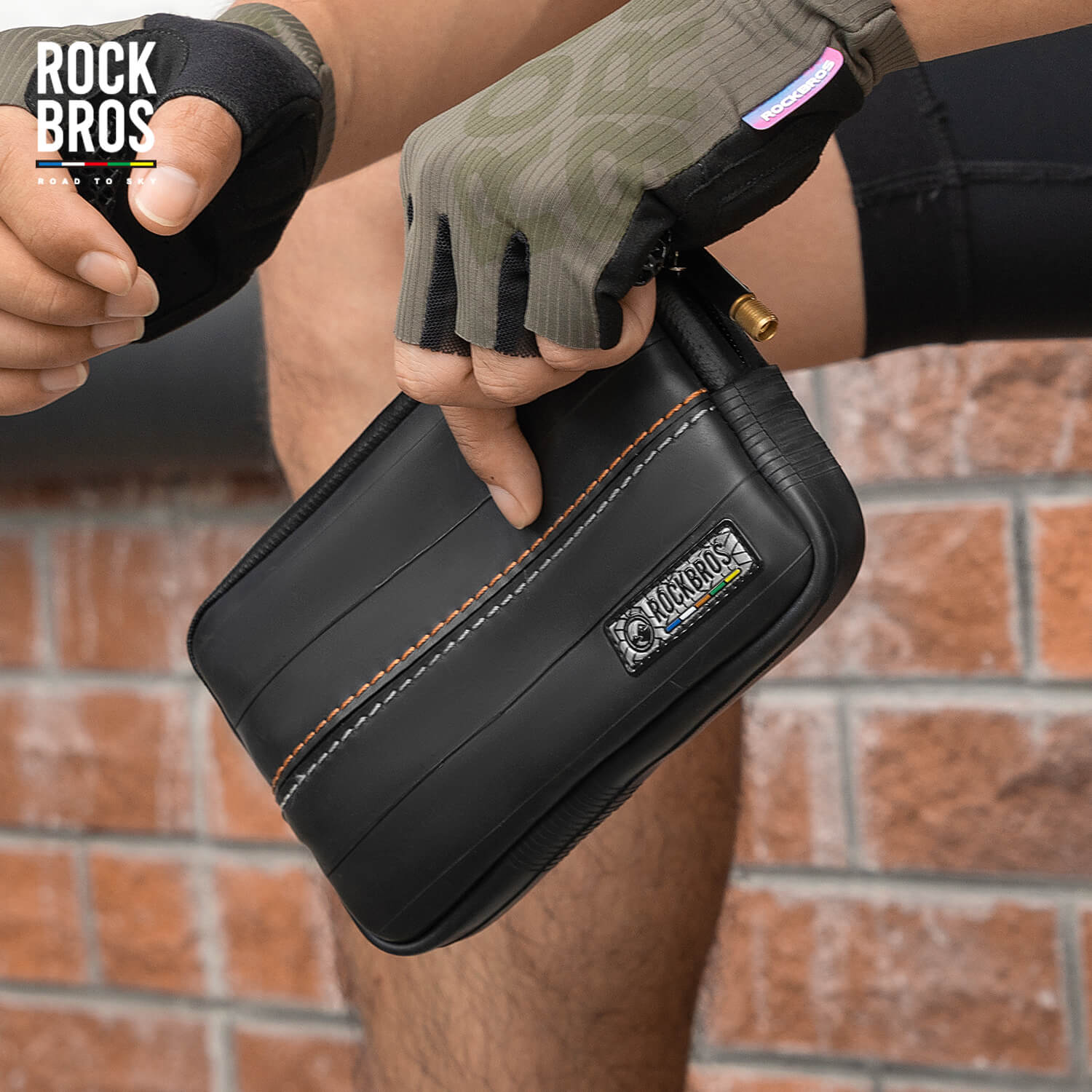 Eco-friendly ROAD TO SKY cycling wallet made from recycled tire rubber and Tyvek®