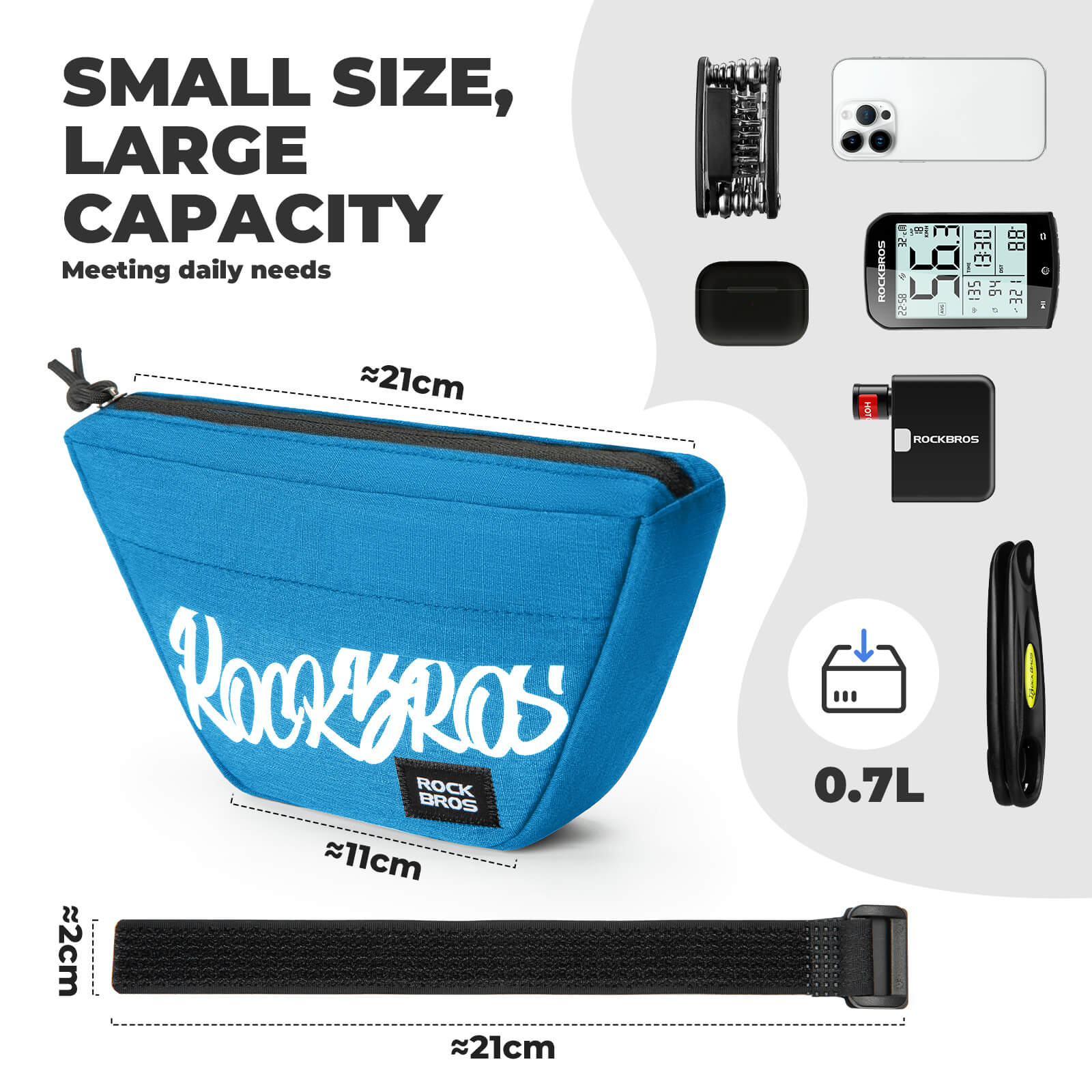 ROCKBROS 0.7L Scooter & Bike Handlebar Bag – Compact Folding Bike Storage Bag for Essentials