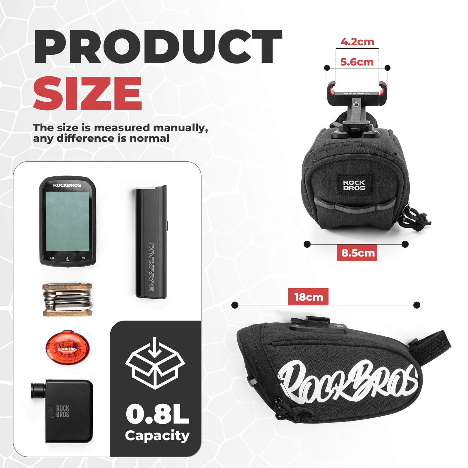 ROCKBROS 0.8L Bike Saddle Bag – Compact Rear Bag for Cycling Essentials