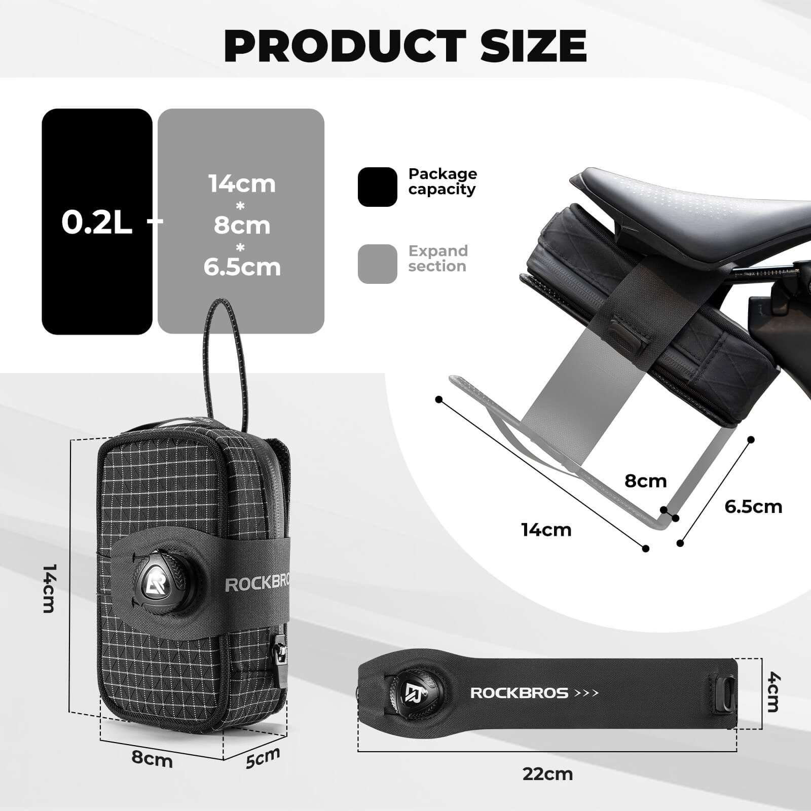 ROCKBROS 0.8L Bike Saddle Bag with Integrated Water Bottle Holder