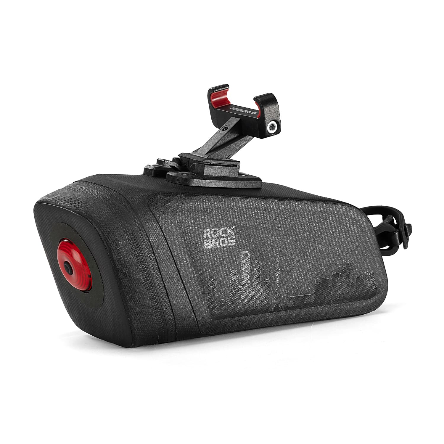 ROCKBROS waterproof bike saddle bag with rear light for cycling and night riding