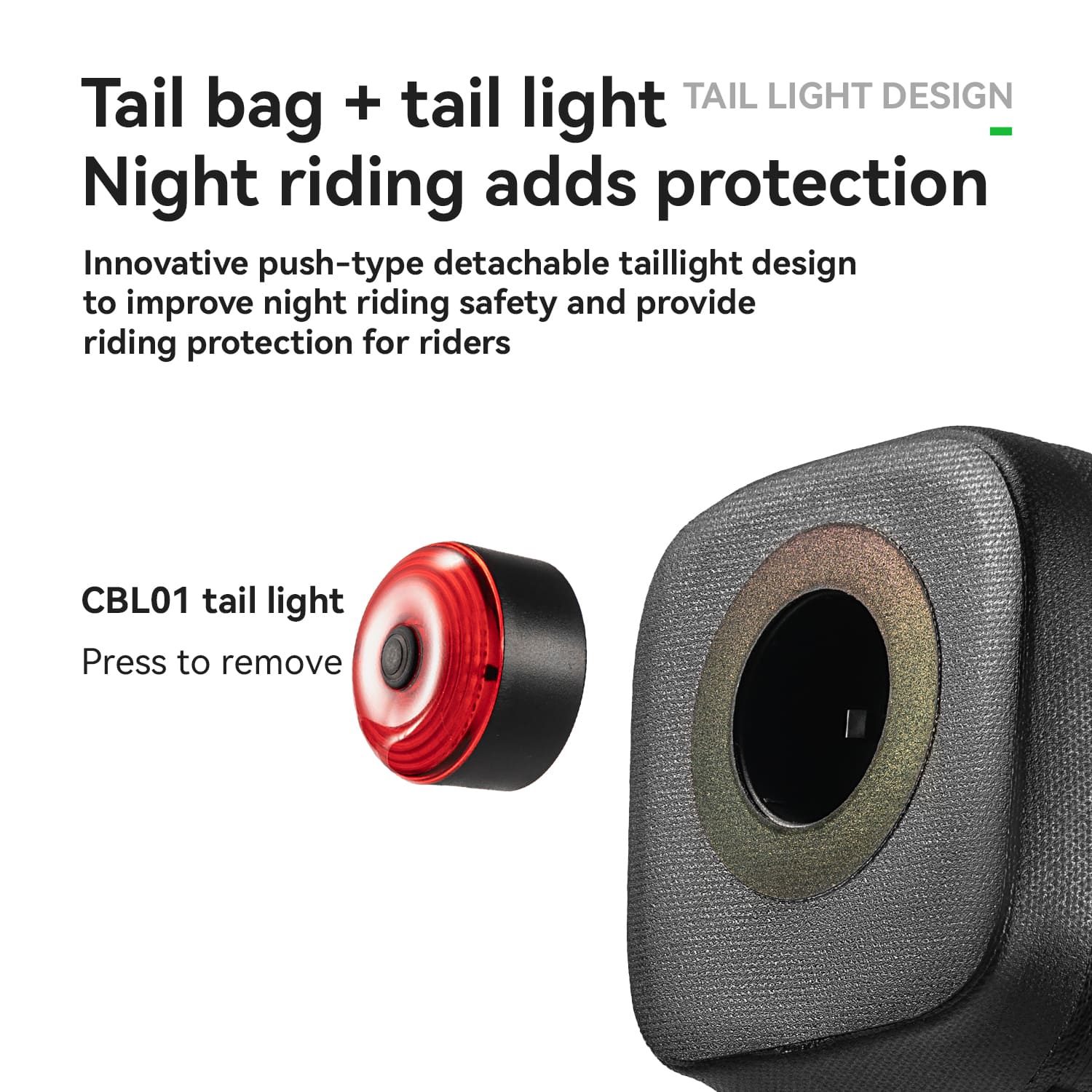 ROCKBROS waterproof bike saddle bag with rear light for cycling and night riding