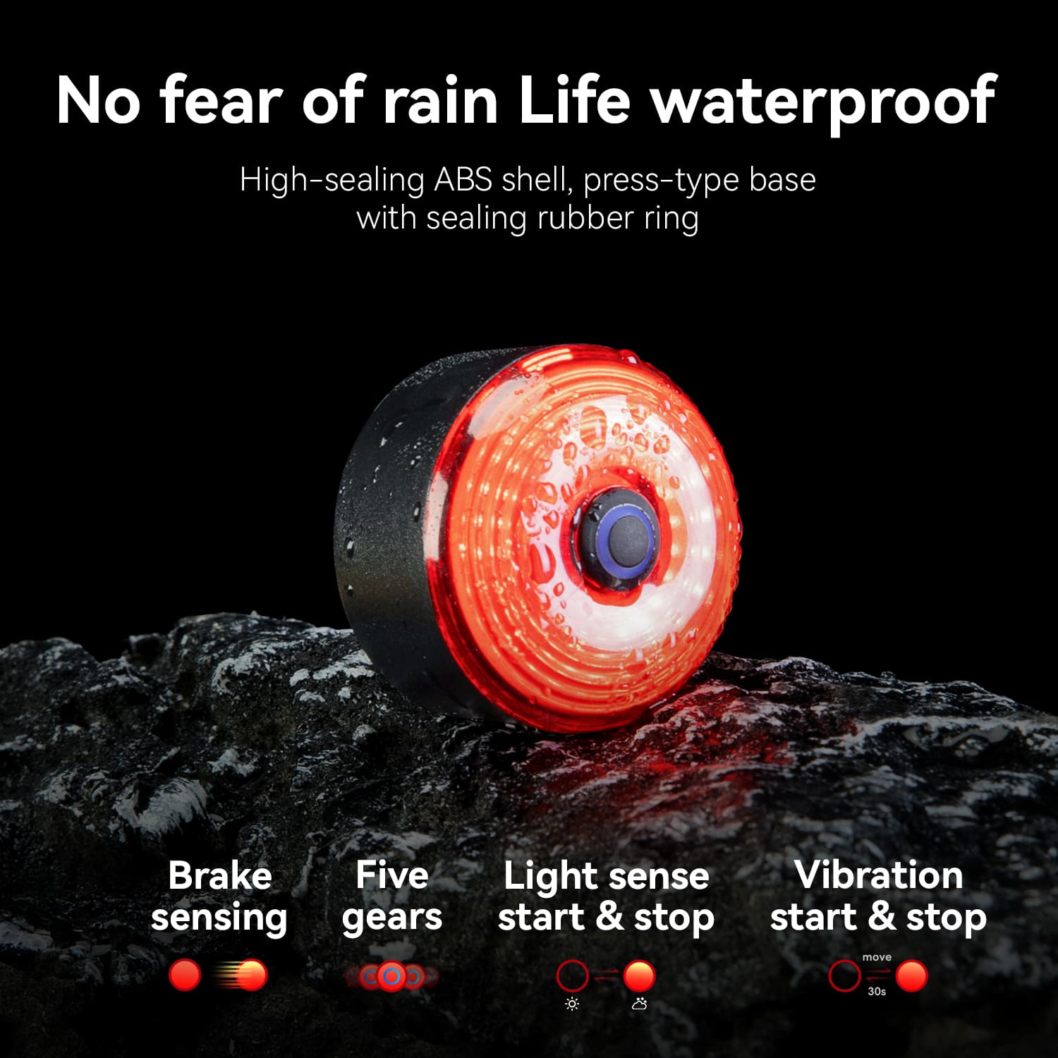 ROCKBROS waterproof bike saddle bag with rear light for cycling and night riding