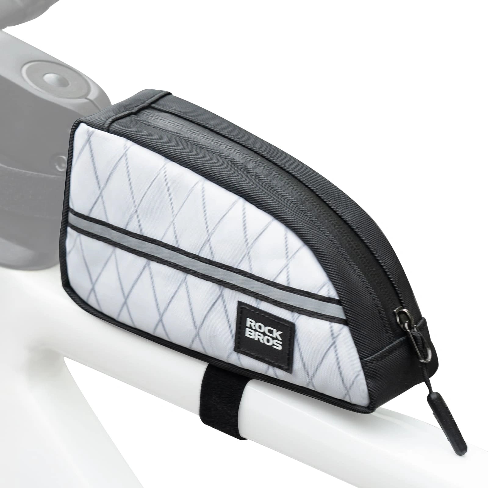 ROCKBROS 0.9L Waterproof Bike Top Tube Bag With Slim Fit And Easy-Access Zipper
#Color_White