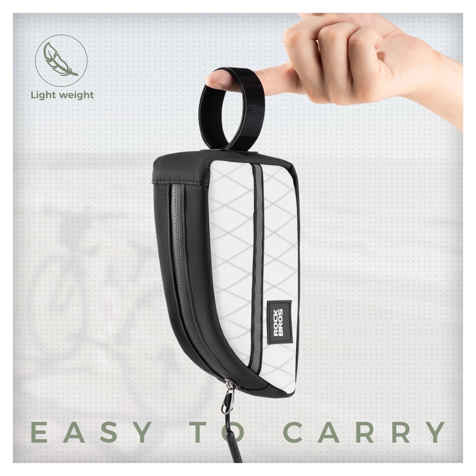 ROCKBROS 0.9L Waterproof Bike Top Tube Bag With Slim Fit And Easy-Access Zipper
#Color_White