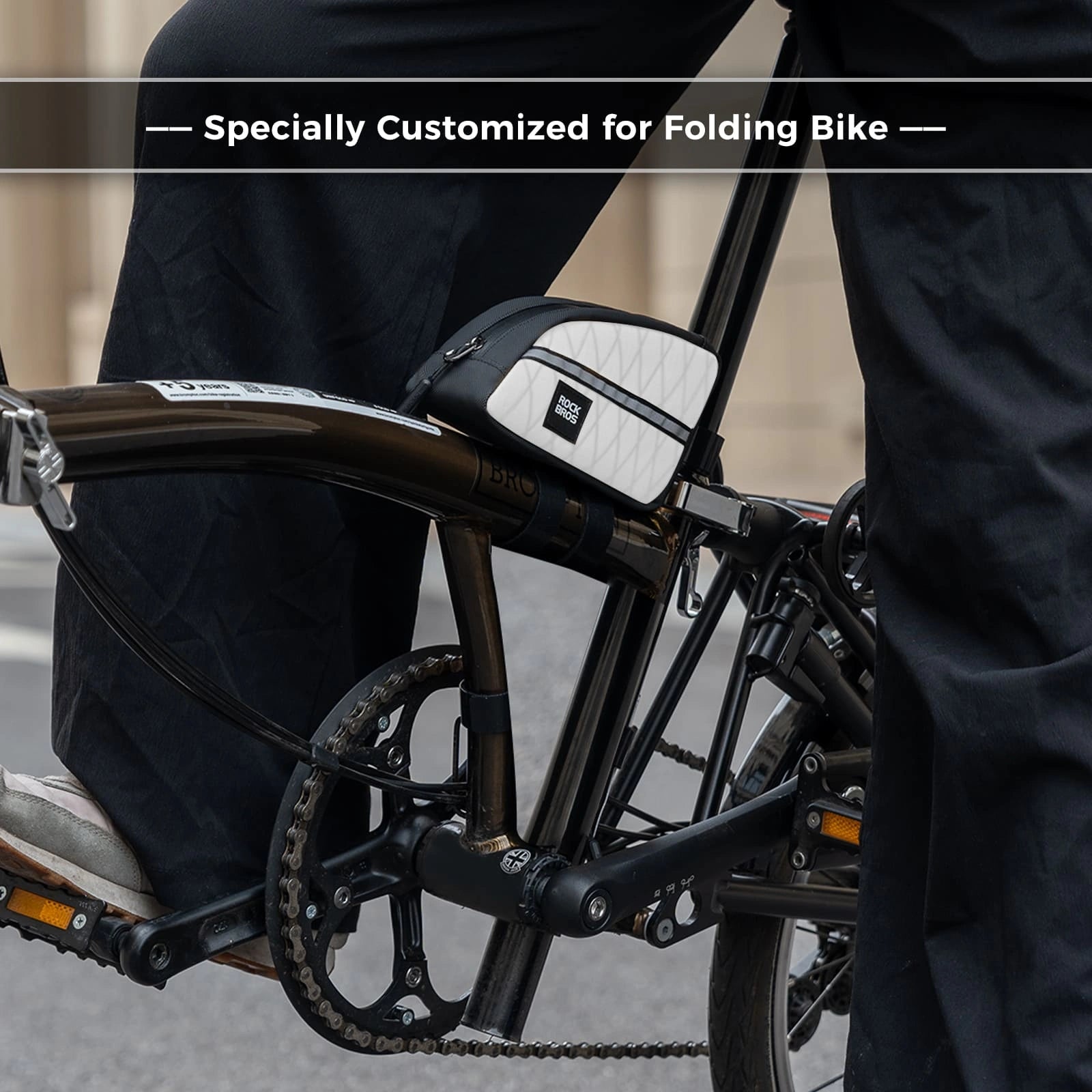 ROCKBROS 0.9L Waterproof Bike Top Tube Bag With Slim Fit And Easy-Access Zipper
#Color_White