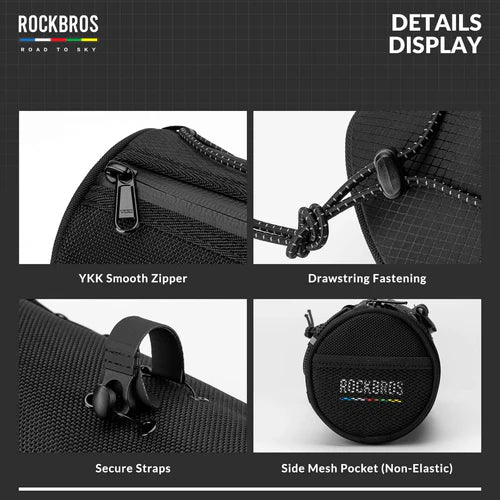 ROCKBROS 1.5L Bike Handlebar Roll Bag with Twist Lock Mount and Waterproof Design
#Color_Black