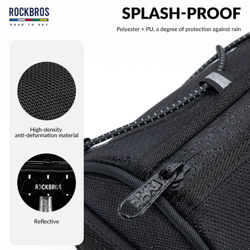 ROCKBROS 1.5L Bike Handlebar Roll Bag with Twist Lock Mount and Waterproof Design
#Color_Black