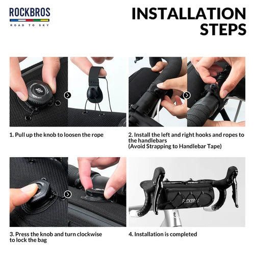 ROCKBROS 1.5L Bike Handlebar Roll Bag with Twist Lock Mount and Waterproof Design
#Color_Black