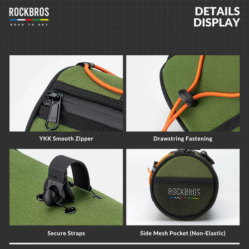 ROCKBROS 1.5L Bike Handlebar Roll Bag with Twist Lock Mount and Waterproof Design
#Color_Green