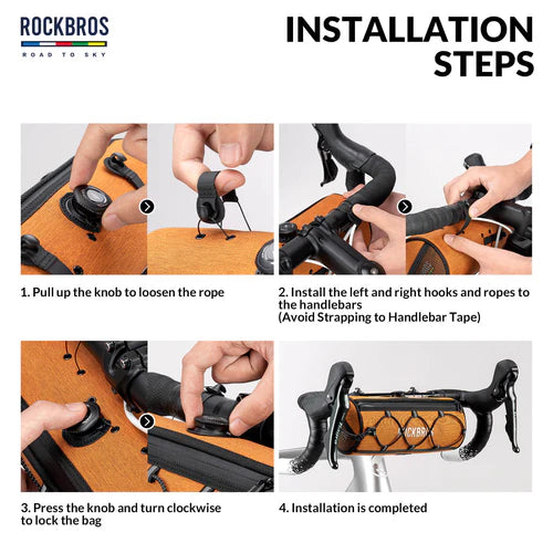 ROCKBROS 1.5L Bike Handlebar Roll Bag with Twist Lock Mount and Waterproof Design
#Color_Orange