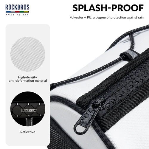 ROCKBROS 1.5L Bike Handlebar Roll Bag with Twist Lock Mount and Waterproof Design
#Color_White