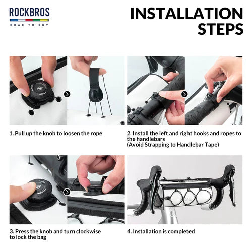 ROCKBROS 1.5L Bike Handlebar Roll Bag with Twist Lock Mount and Waterproof Design
#Color_White