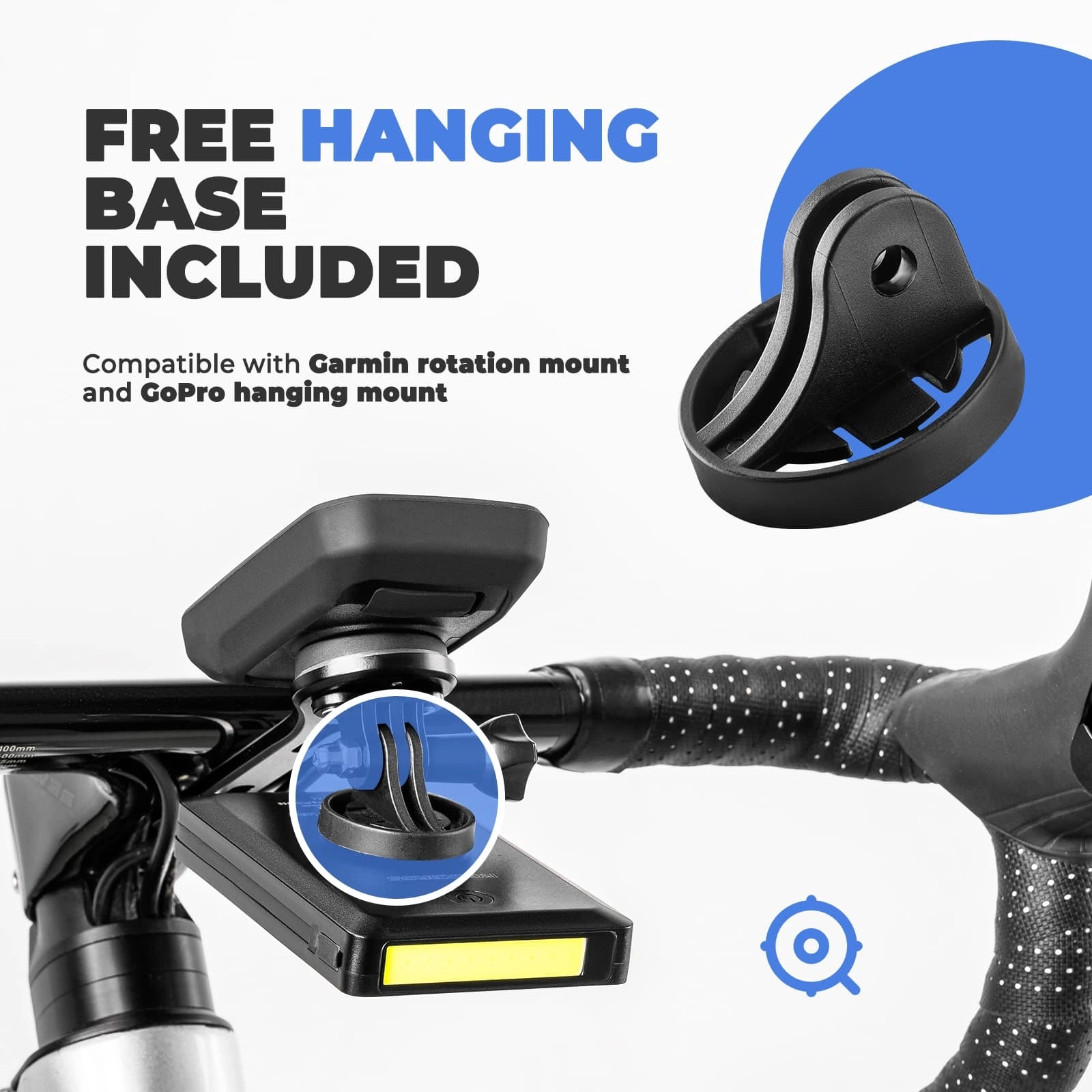 ROCKBROS 10000mAh Bike Front Light Power Bank with Built-In Cable and IP64 Waterproof Design