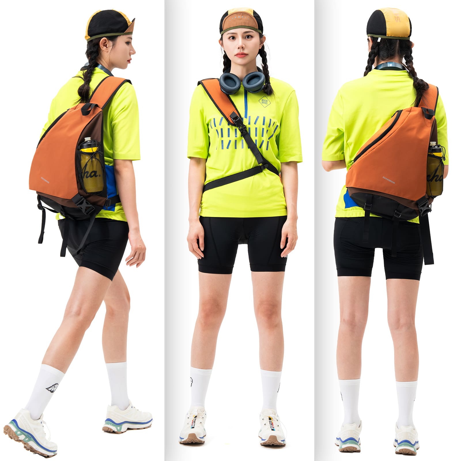 ROCKBROS outdoor crossbody sling bag with magnetic buckle for cycling hiking and daily carry
#Color_Orange