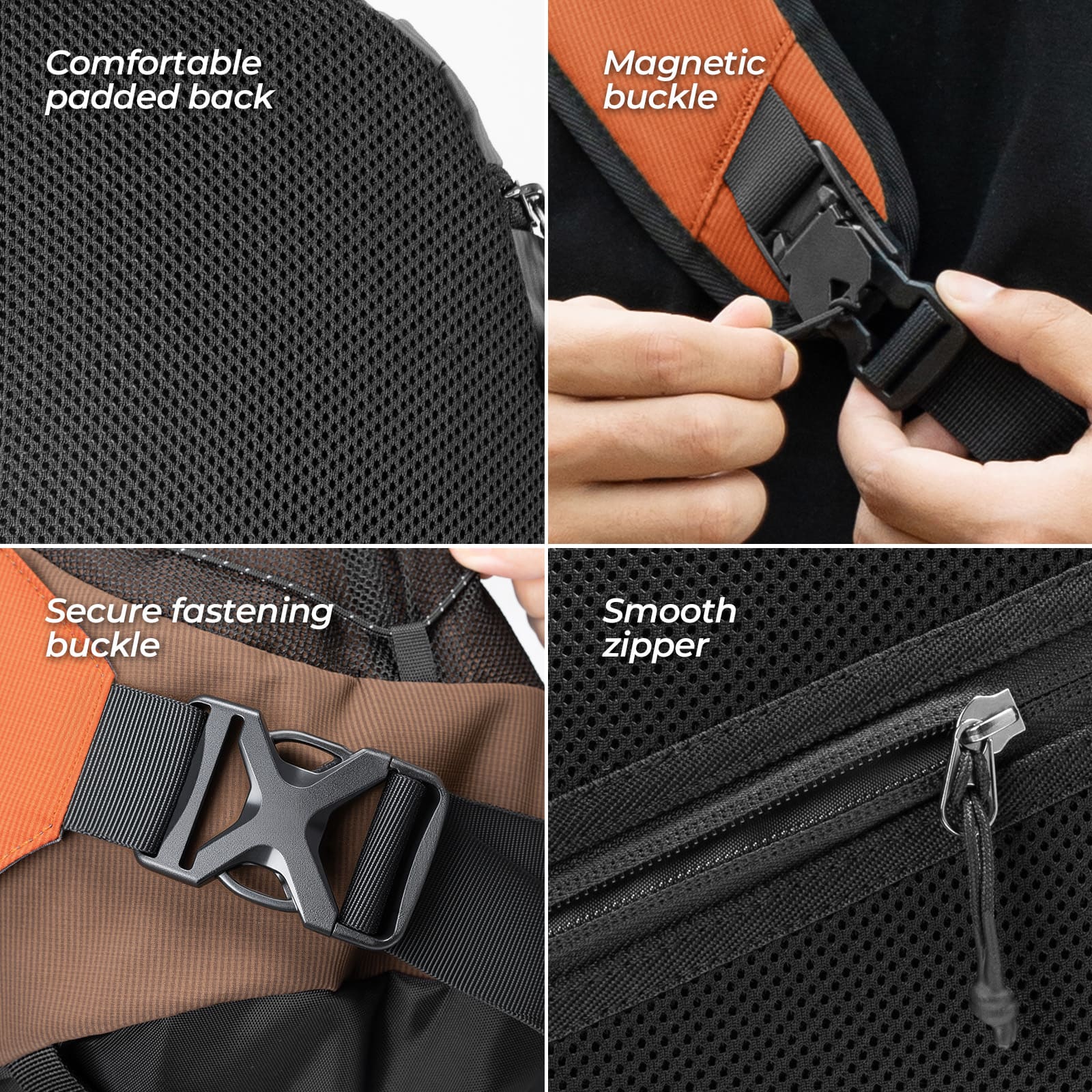 ROCKBROS outdoor crossbody sling bag with magnetic buckle for cycling hiking and daily carry
#Color_Orange