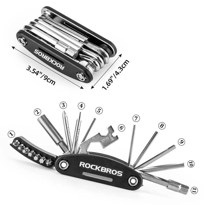 Tool:16-in-1 Foldable Bike Repair Tool Kit with Hex Keys and Compact Design
