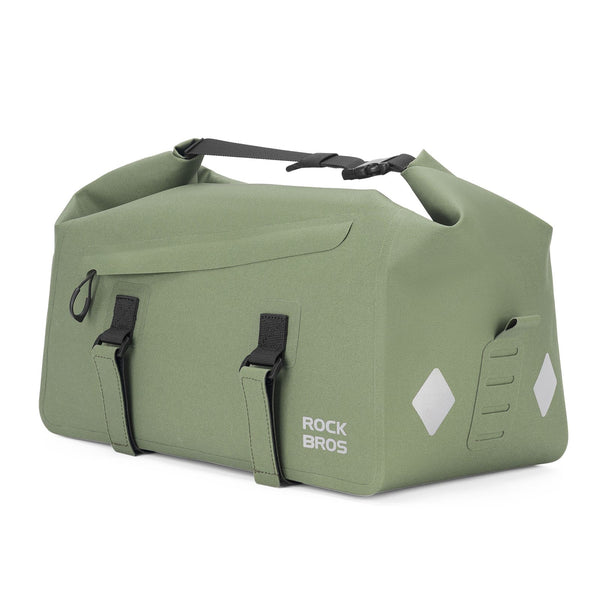 ROCKBROS 16L waterproof bike rear rack bag with roll-top design for cycling commuting and travel
#Color_Olive Green