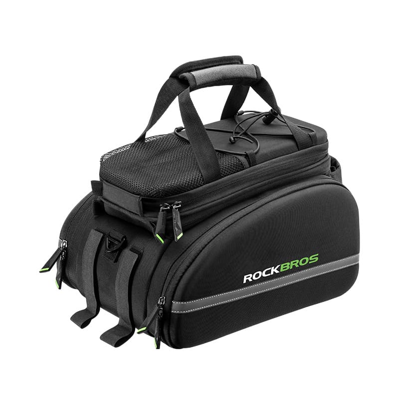 ROCKBROS Carbon Hard Shell Bike Trunk Bag with Expandable Capacity for All-Weather Cycling and Daily Commuting #Color_Black