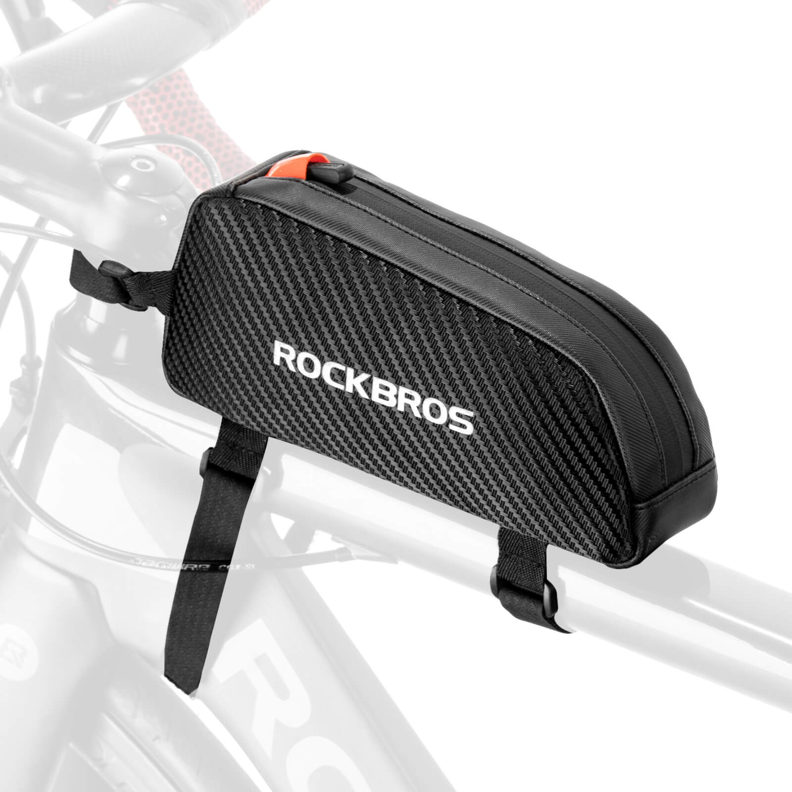 ROCKBROS 1L Top Tube Bike Bag with side drawstring and high-visibility reflective mesh for cycling storage