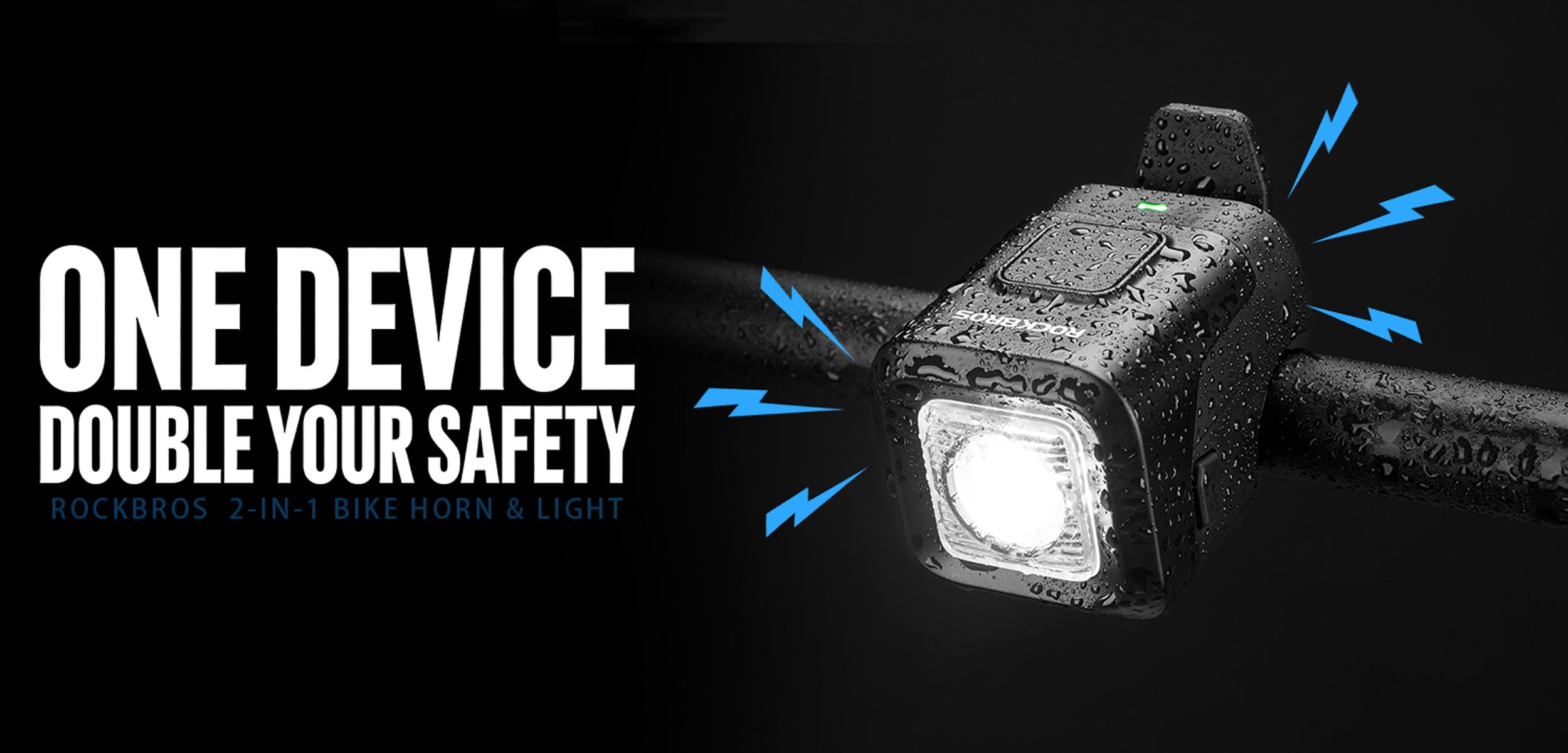 2-in-1 Waterproof Bike Front Light and 140dB Horn - 450 Lumens Super Bright LED Headlight - ROCKBROS