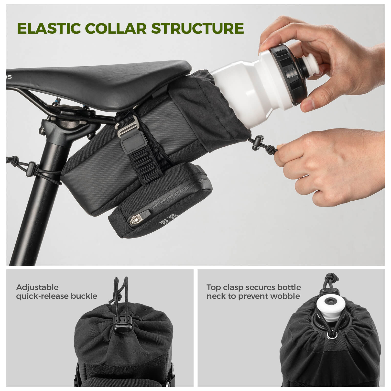 ROCKBROS 2 in 1 bike saddle bag with water bottle bag for road and MTB cycling