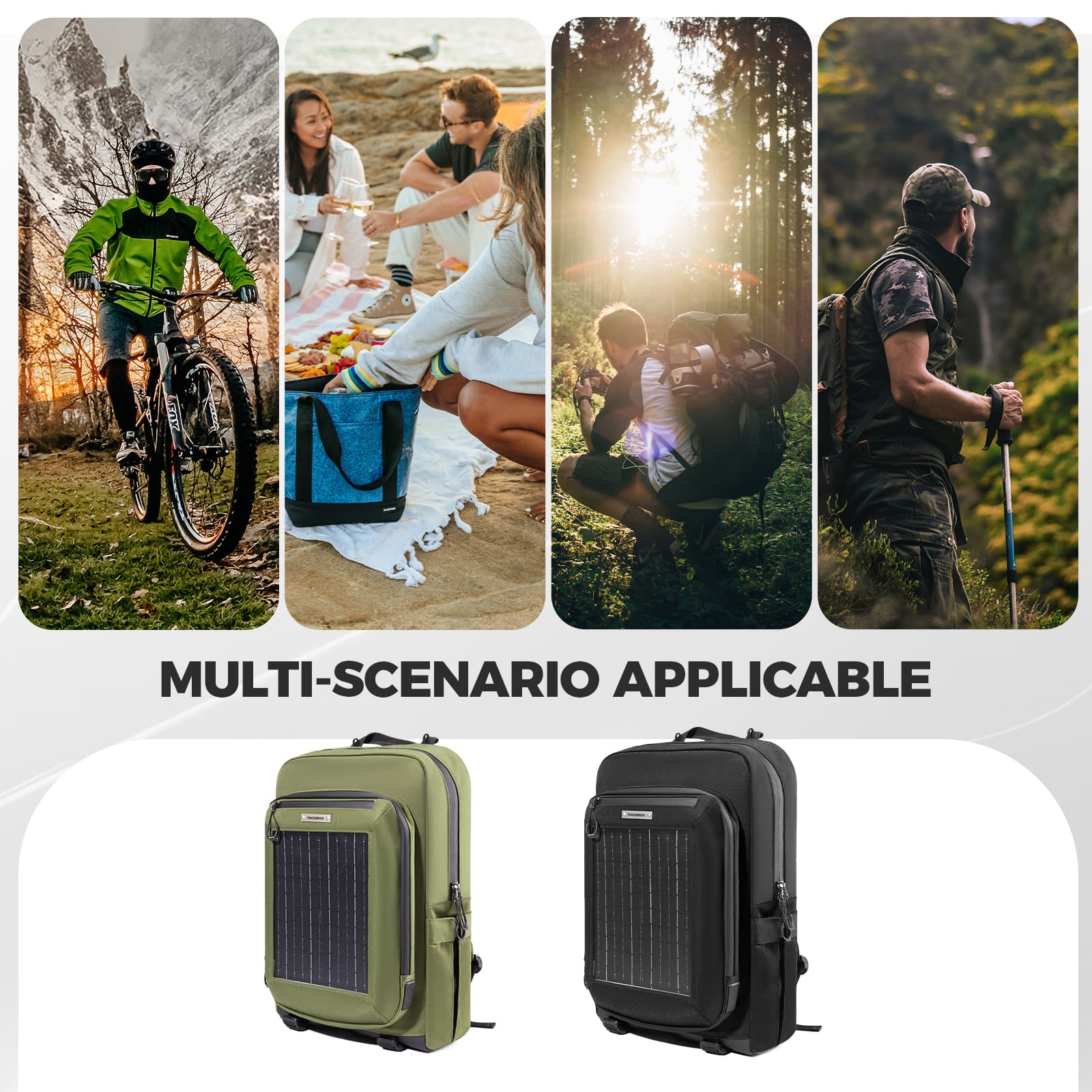 20L Solar-Powered Cycling Backpack with USB Charging and Solar Panel