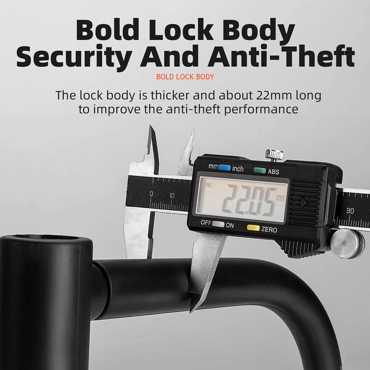 ROCKBROS 22mm heavy-duty anti-cut U bike lock with hardened steel shackle and silicone protective cover
