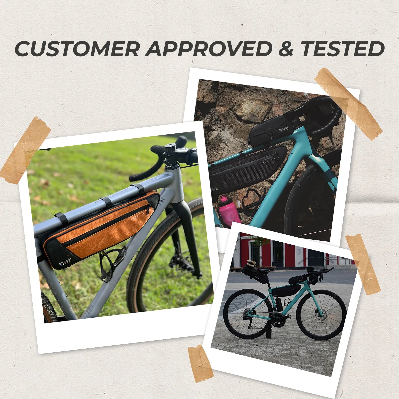 ROCKBROS 2L bike frame bag with ROCK FIT quick-release mounting and water-resistant storage design