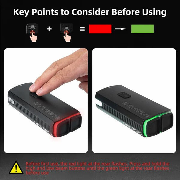 ROCKBROS 3000 lumens bicycle headlight for night cycling