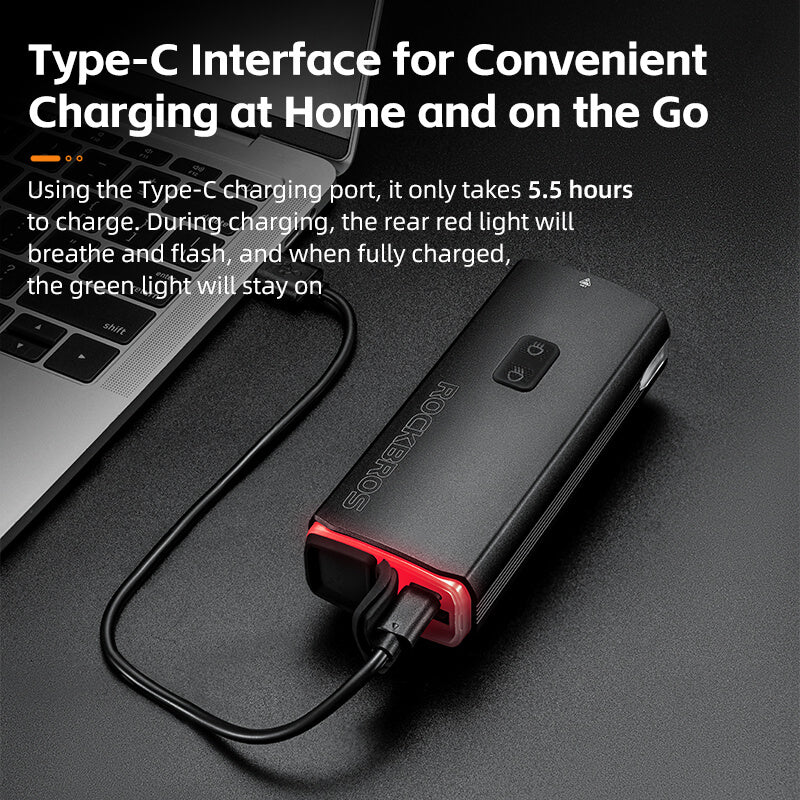 Bike headlight with 10000mAh battery and Type-C power bank function