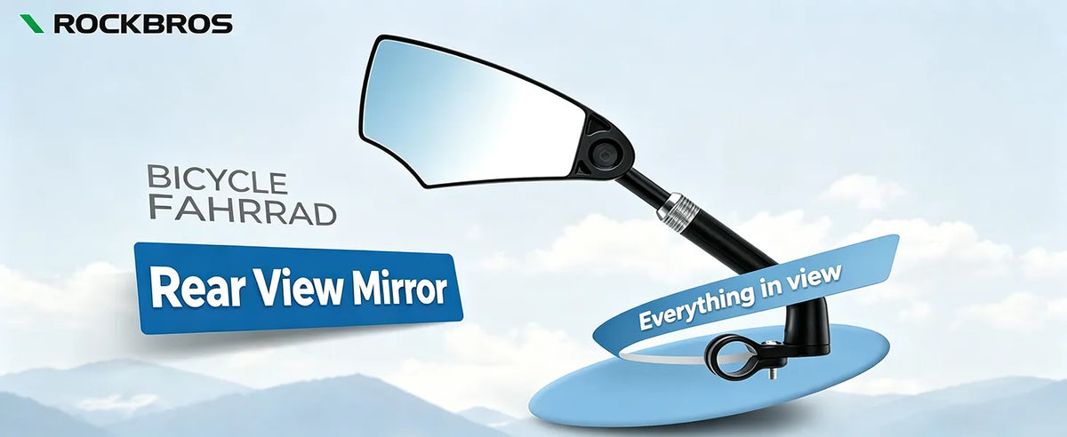 ROCKBROS bike rear view mirror with wide angle glass for clear rear visibility and safer riding