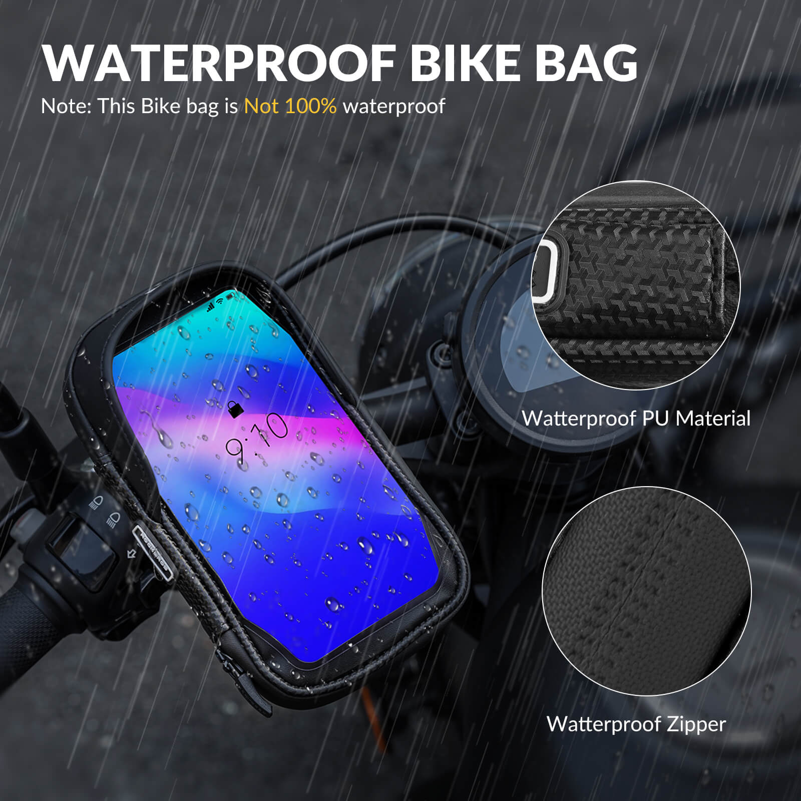 ROCKBROS 360° rotation bike phone mount bag with carbon texture design