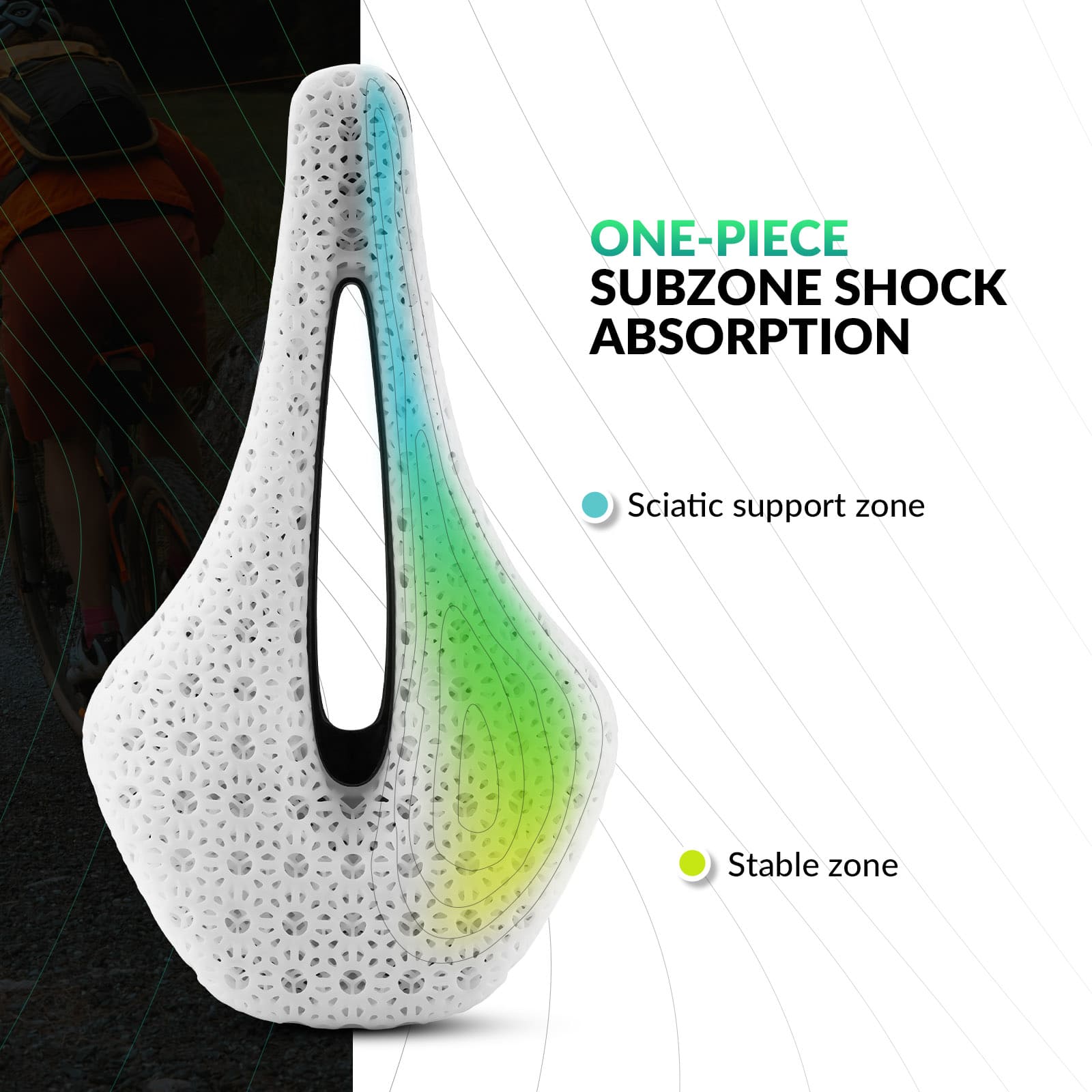 ROCKBROS 3D printed bike saddle with carbon rails lightweight cycling seat
#Color_White