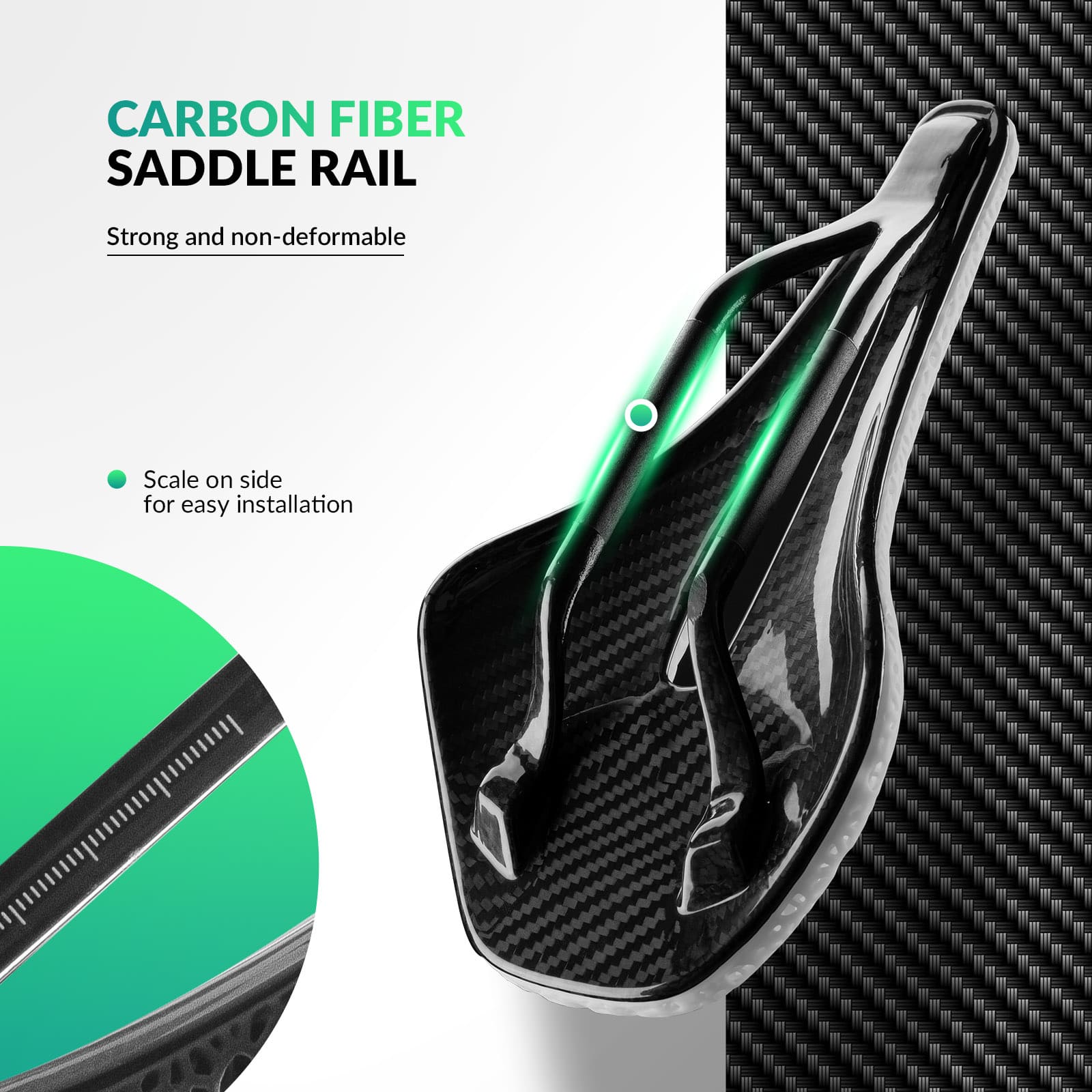 ROCKBROS 3D printed bike saddle with carbon rails lightweight cycling seat
#Color_White