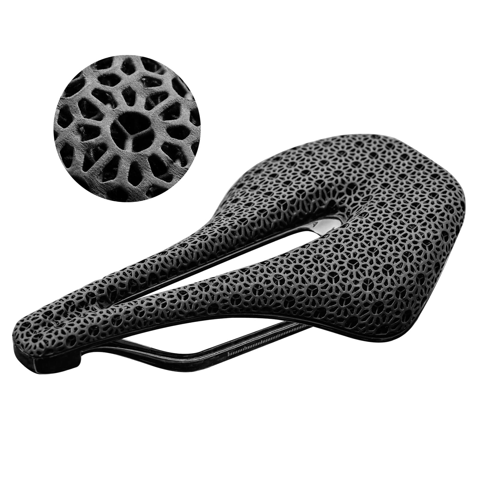 ROCKBROS 3D printed bike saddle with carbon rails lightweight cycling seat
#Color_Black
