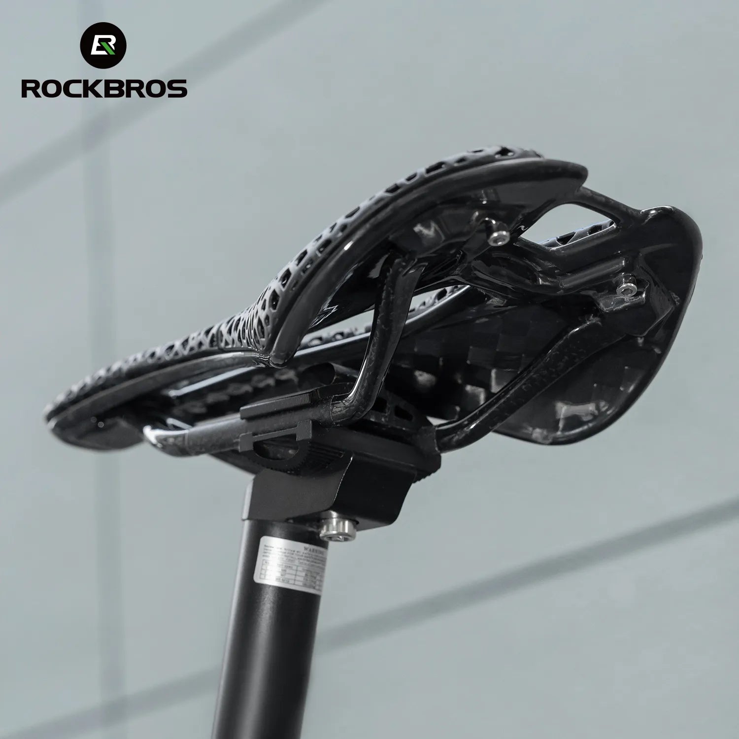 ROCKBROS 3D printed carbon bike saddle with a lightweight 12K carbon fiber base for road, mountain, and folding bikes