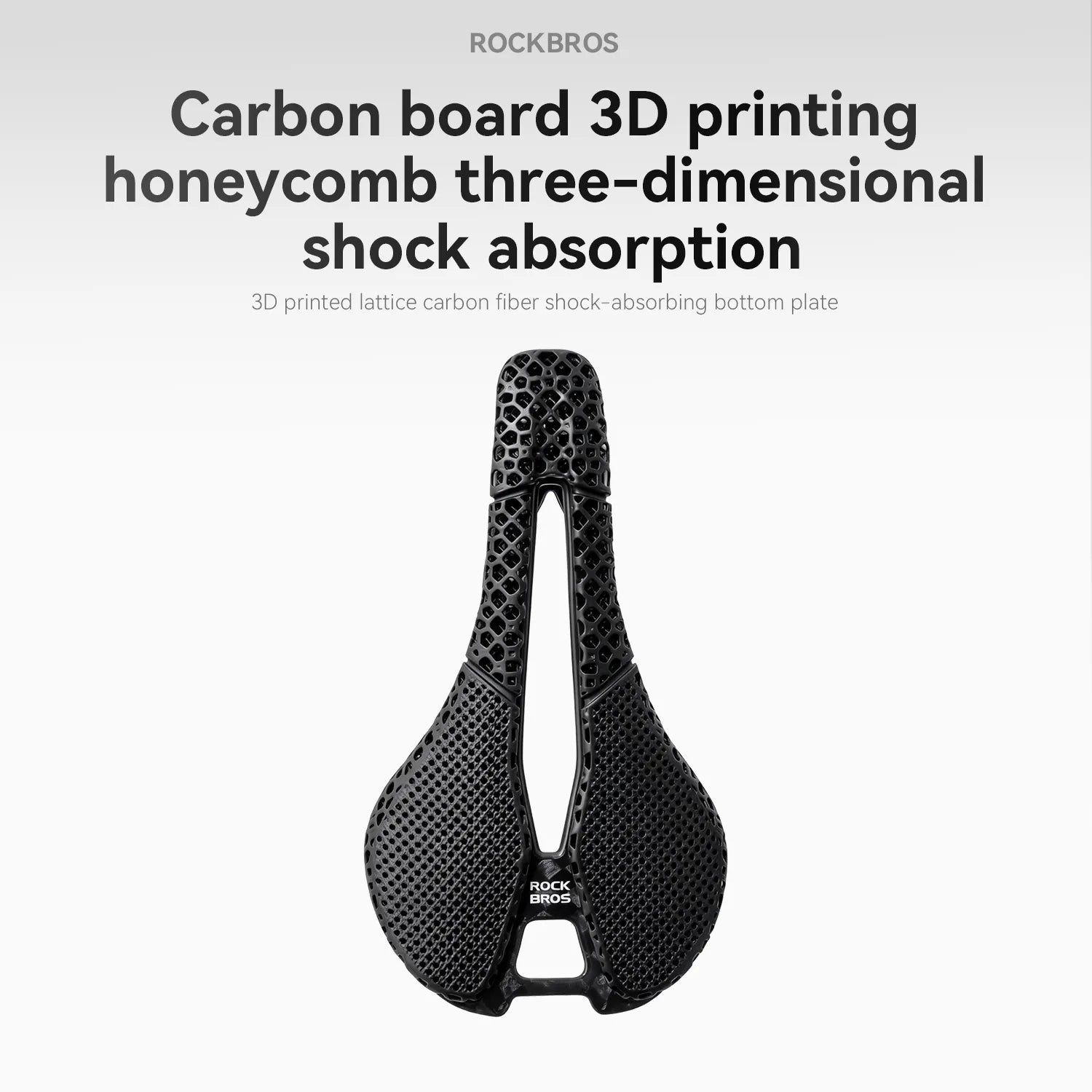 ROCKBROS 3D printed carbon bike saddle with a lightweight 12K carbon fiber base for road, mountain, and folding bikes