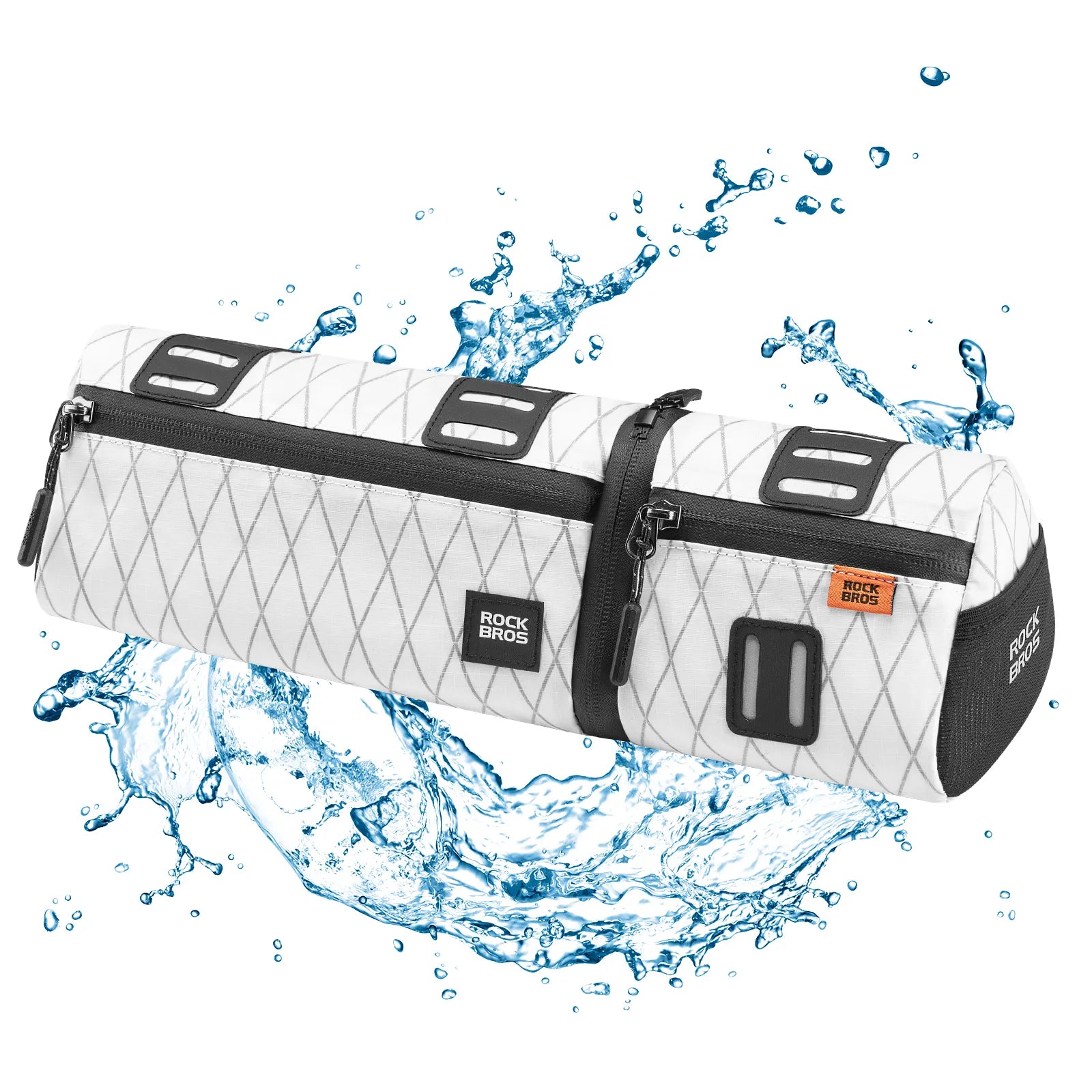 ROCKBROS 4-in-1 convertible bike bag that functions as a handlebar bag, frame bag, saddle bag, and shoulder bag
#Color_White