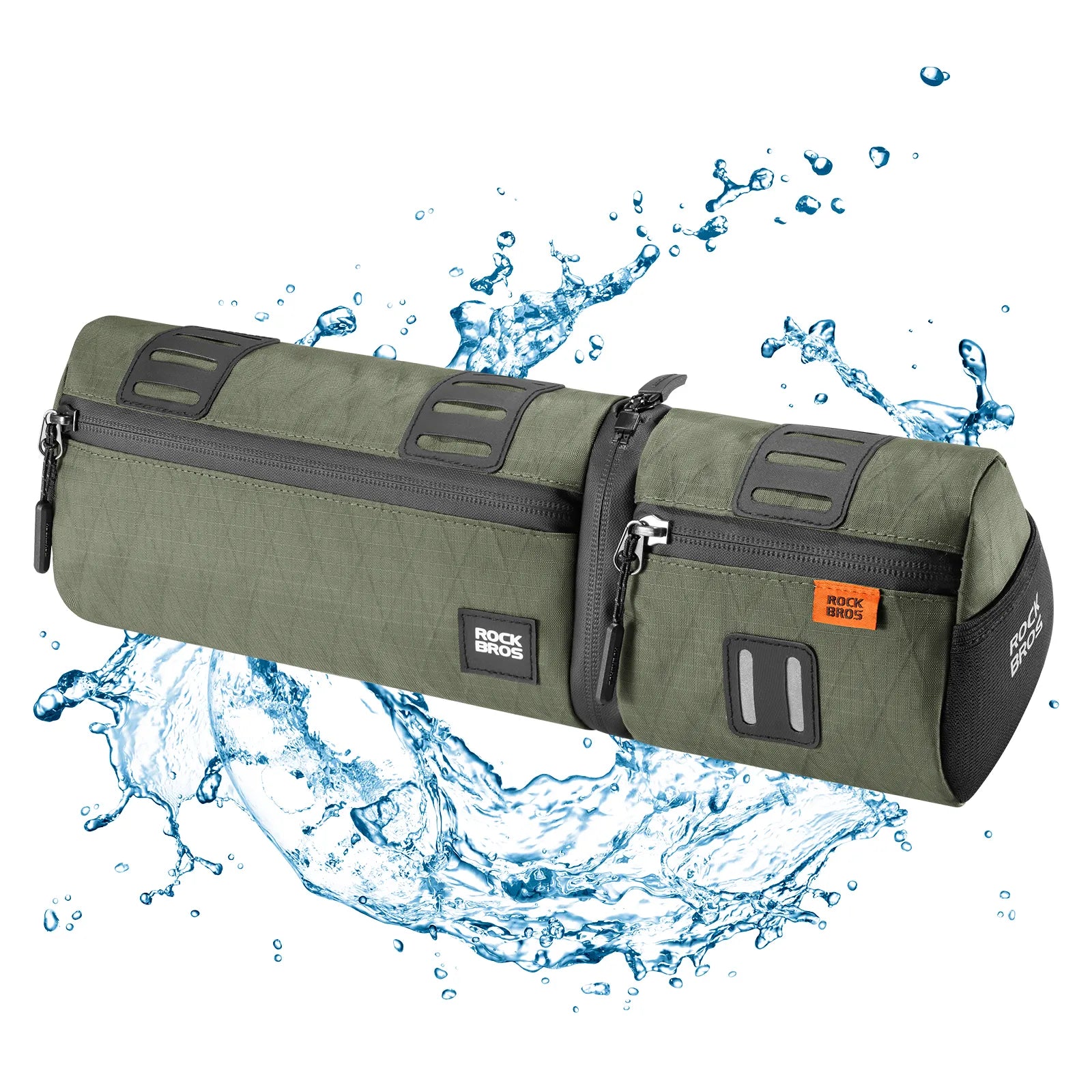 ROCKBROS 4-in-1 convertible bike bag that functions as a handlebar bag, frame bag, saddle bag, and shoulder bag
#Color_Green