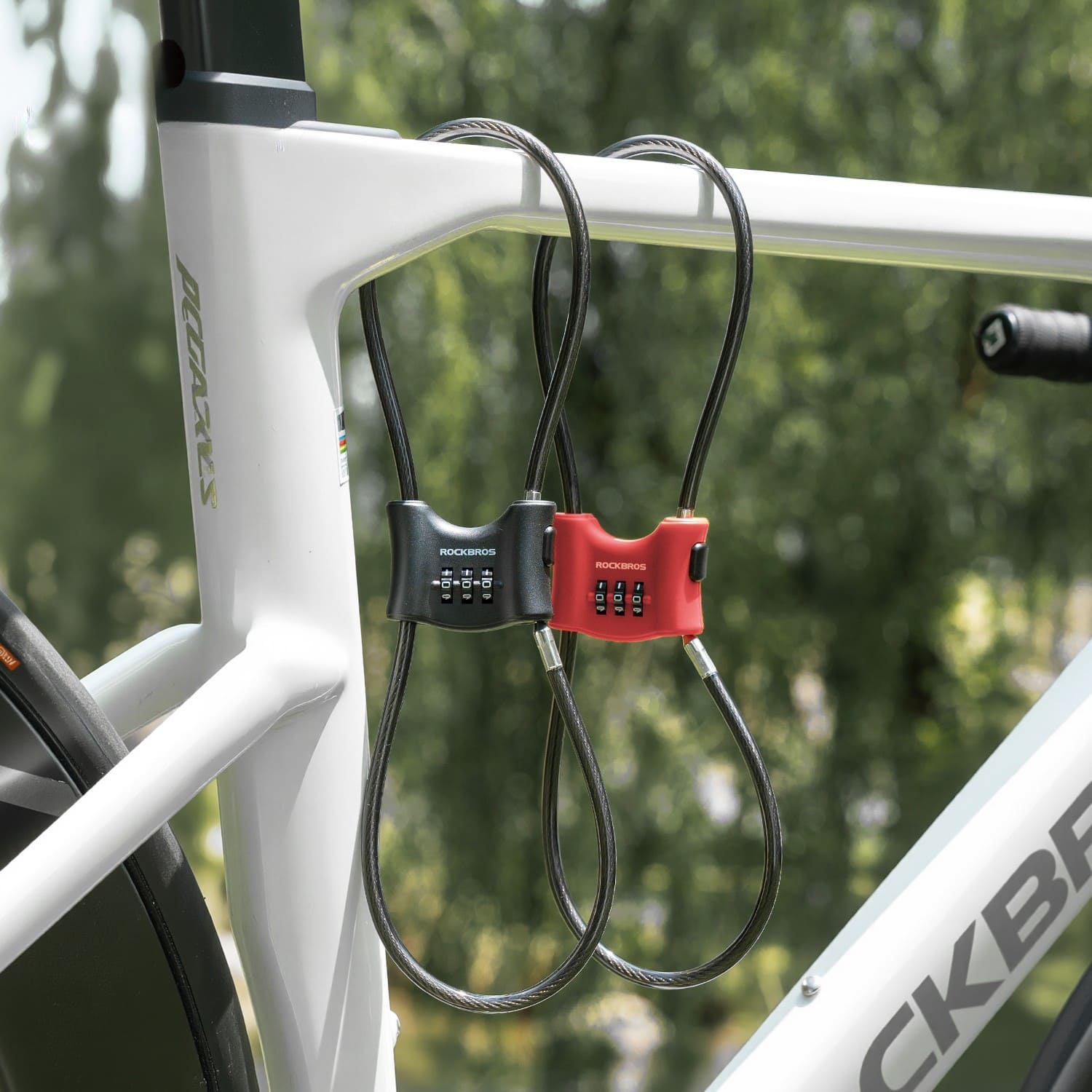 ROCKBROS 5.5mm steel cable bike lock with double loop for cycling anti-theft protection