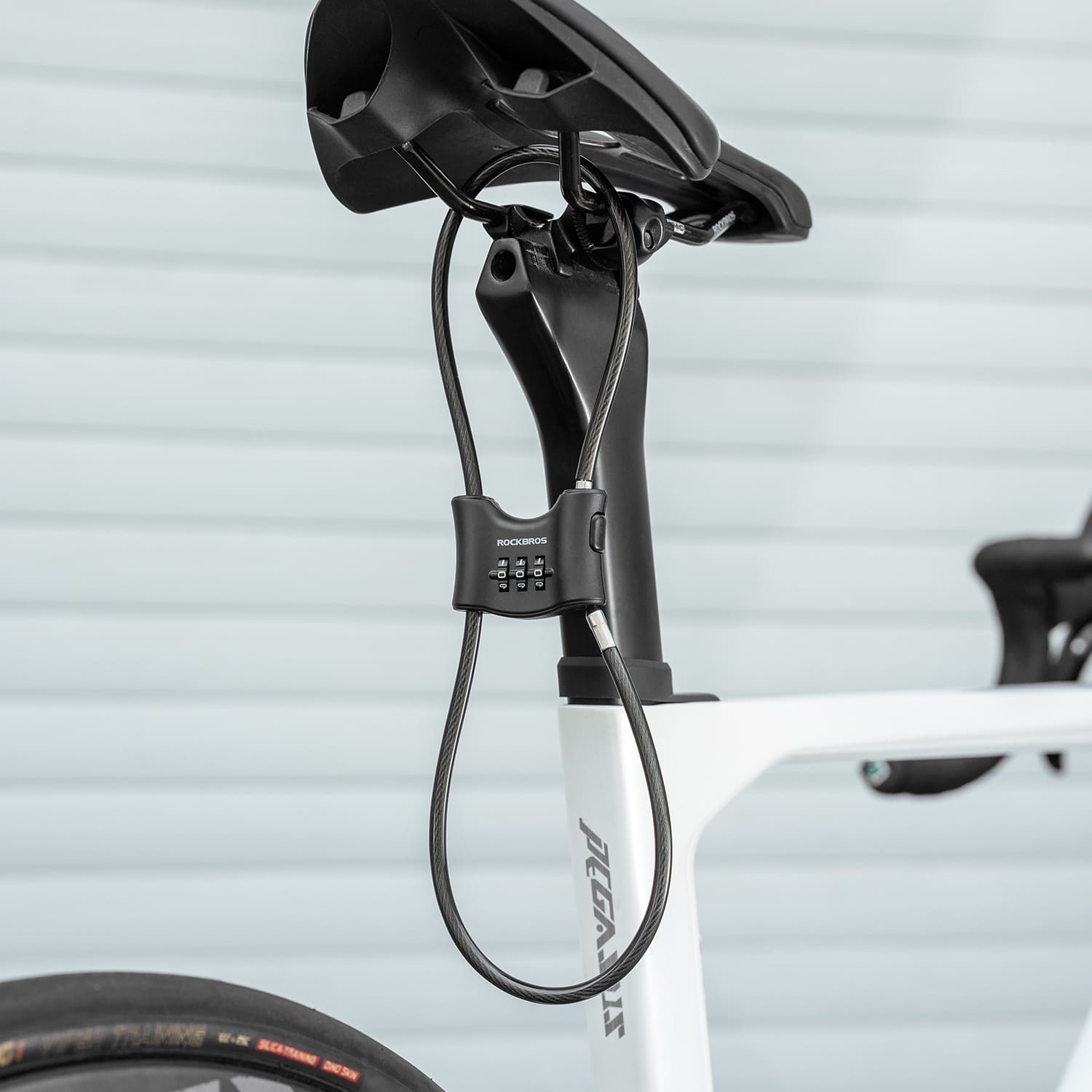 ROCKBROS 5.5mm steel cable bike lock with double loop for cycling anti-theft protection