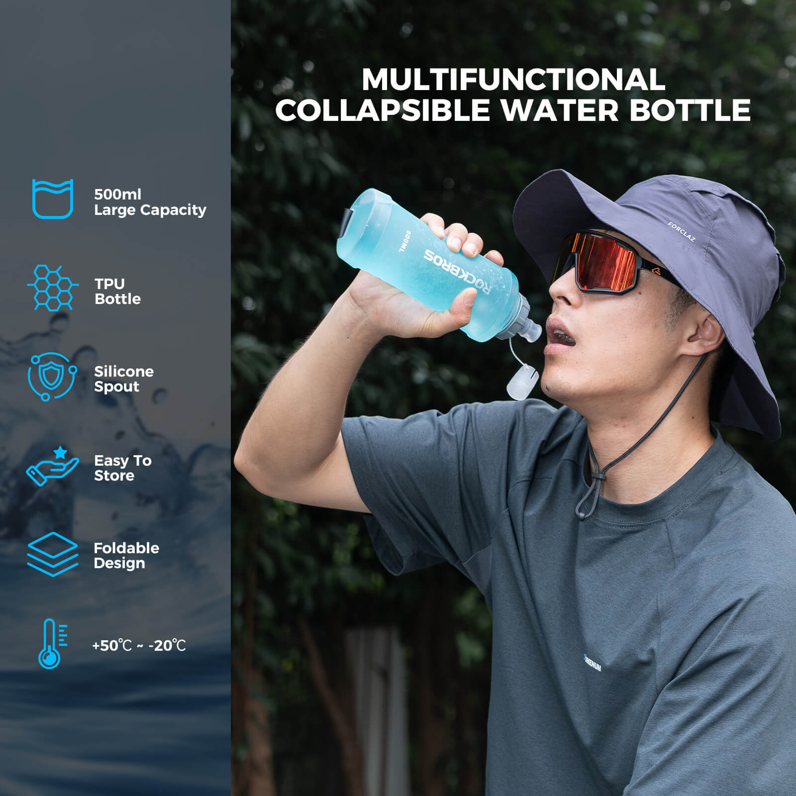 ROCKBROS 500ml water soft flask for running and outdoor hydration