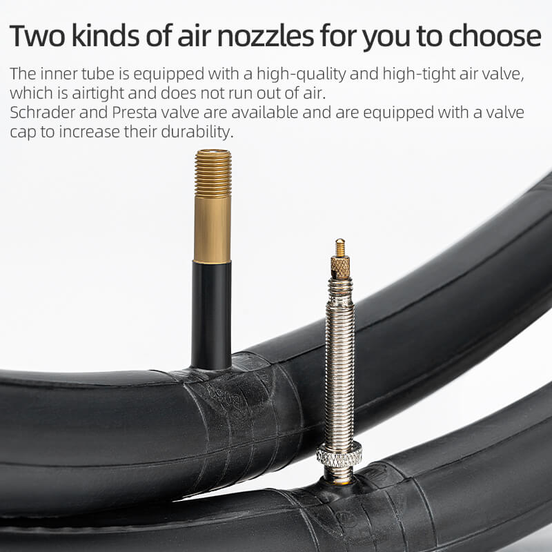 Comparison of Presta and Schrader valve options for 700C road bike inner tubes.