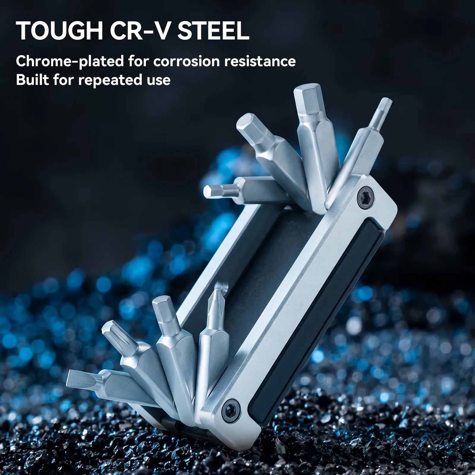 ROCKBROS 8-in-1 mini portable bike repair tool for road and mountain bikes