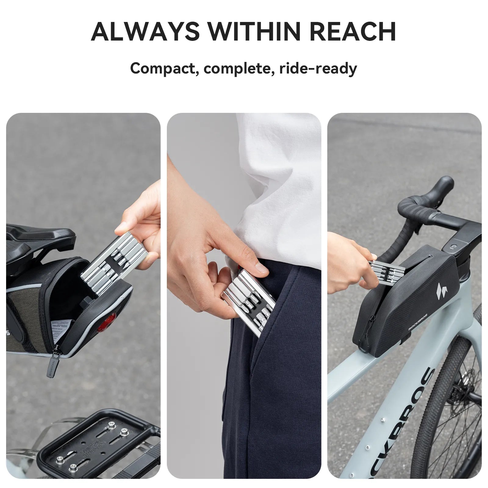 ROCKBROS 8-in-1 mini portable bike repair tool for road and mountain bikes