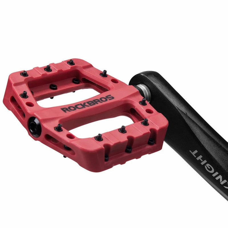 ROCKBROS 9/16" nylon bike pedals with high-speed bearings for smooth cycling performance
#Color_Red